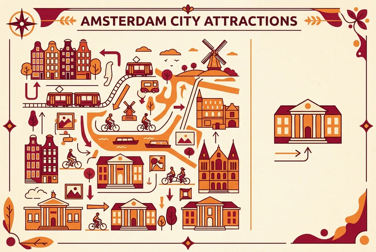 Simple infographic showing Van Gogh Museum tickets sold separately from the i amsterdam card, city card attractions on one side and the standalone van gogh museum ticket on the other