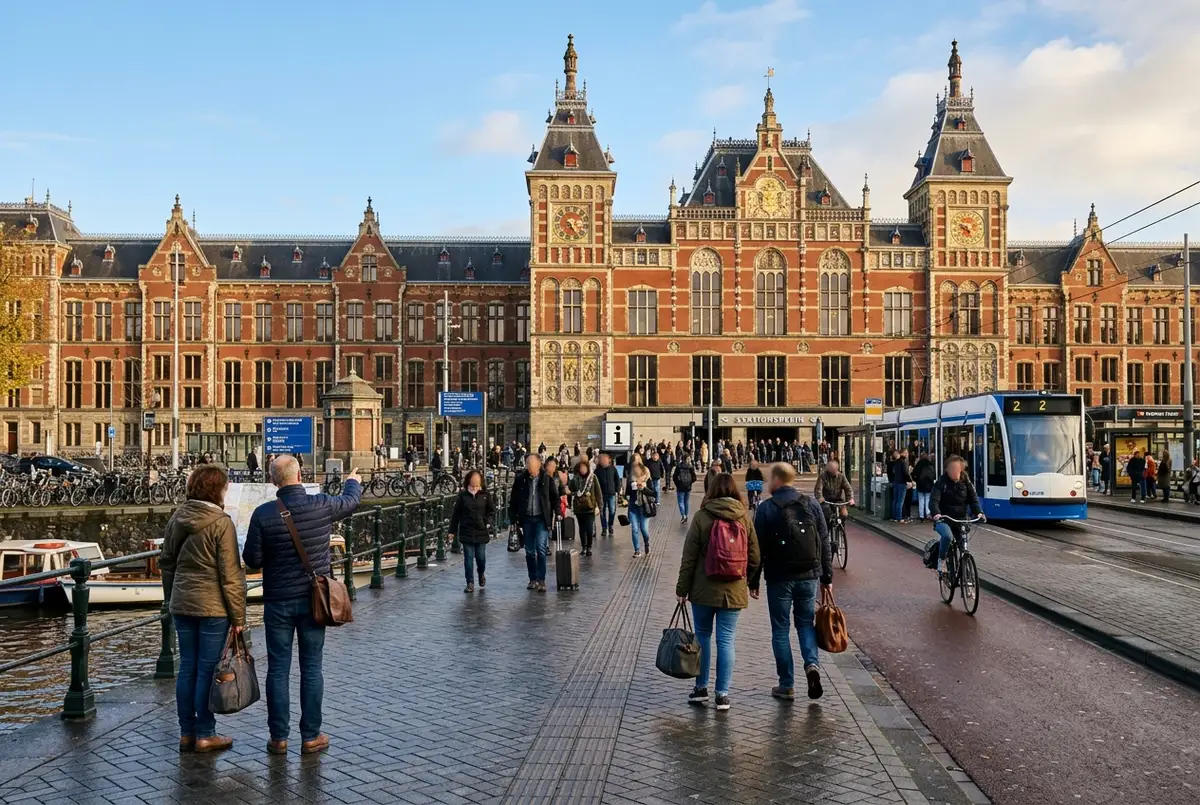 Amsterdam Centraal Station area, one of the places travelers ask where to buy the i amsterdam card